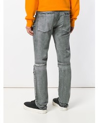 Мужские серые рваные зауженные джинсы от Unravel Project