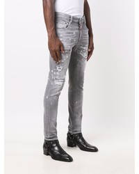 Мужские серые рваные зауженные джинсы от DSQUARED2