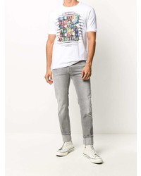 Мужские серые рваные зауженные джинсы от Frankie Morello