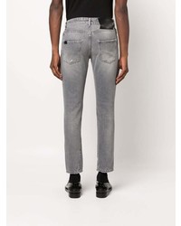 Мужские серые рваные зауженные джинсы от John Richmond