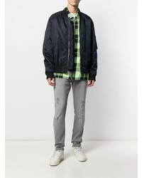 Мужские серые рваные зауженные джинсы от PRPS