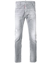 Мужские серые рваные зауженные джинсы от DSQUARED2