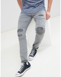 Мужские серые рваные зауженные джинсы от Jack & Jones