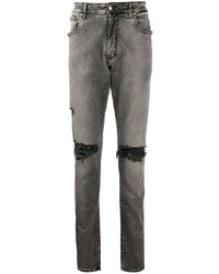 Мужские серые рваные зауженные джинсы от Represent