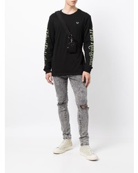 Мужские серые рваные зауженные джинсы от True Religion