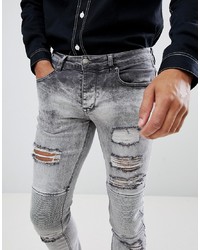Мужские серые рваные зауженные джинсы от Sixth June