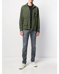 Мужские серые рваные зауженные джинсы от Jacob Cohen