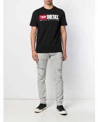 Мужские серые рваные зауженные джинсы от Diesel