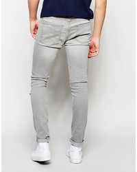 Мужские серые рваные зауженные джинсы от WÅVEN