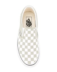 Женские серые слипоны из плотной ткани в клетку от Vans