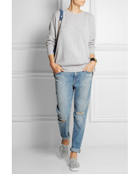 Женские серые слипоны со змеиным рисунком от Lanvin