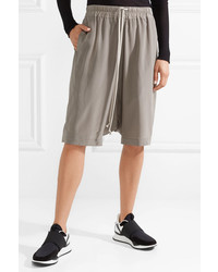 Женские серые шелковые шорты-бермуды от Rick Owens