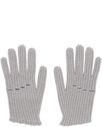 Женские серые шерстяные вязаные перчатки от MM6 MAISON MARGIELA