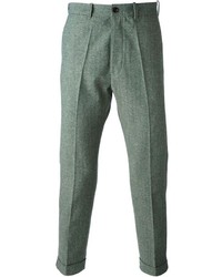 Мужские серые шерстяные классические брюки с узором "в ёлочку" от (+) People