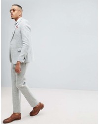 Мужские серые шерстяные классические брюки с узором "в ёлочку" от Asos