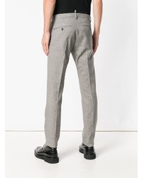 Мужские серые шерстяные классические брюки с узором "гусиные лапки" от DSQUARED2