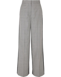 Серые шерстяные широкие брюки с узором "гусиные лапки"