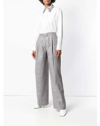 Серые широкие брюки в клетку от Vivetta