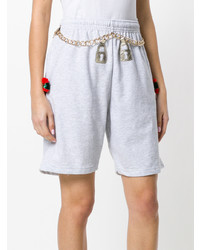 Женские серые шорты-бермуды с вышивкой от Nil & Mon