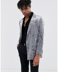 Мужской серый бархатный пиджак от ASOS DESIGN