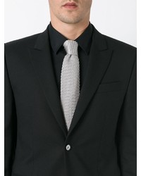 Мужской серый вязаный галстук