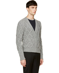Мужской серый вязаный кардиган от Moncler