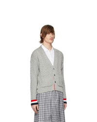 Мужской серый вязаный кардиган от Thom Browne