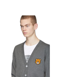 Мужской серый вязаный кардиган от Moschino