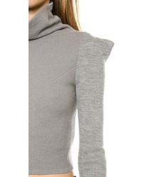 Серый вязаный короткий свитер от MCQ