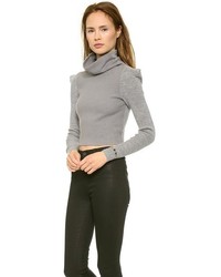 Серый вязаный короткий свитер от MCQ