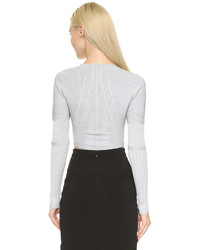 Серый вязаный короткий свитер от Cushnie et Ochs