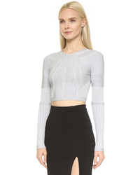 Серый вязаный короткий свитер от Cushnie et Ochs