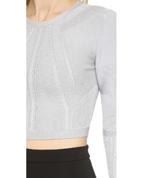 Серый вязаный короткий свитер от Cushnie et Ochs