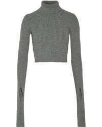 Серый вязаный короткий свитер от Jacquemus