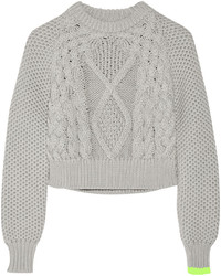 Серый вязаный короткий свитер от MM6 MAISON MARGIELA
