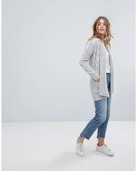 Женский серый вязаный открытый кардиган от New Look