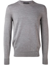 Мужской серый вязаный свитер с круглым вырезом от Alexander McQueen