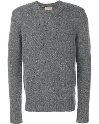 Мужской серый вязаный свитер с круглым вырезом от Burberry