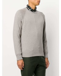 Мужской серый вязаный свитер с круглым вырезом от Barba