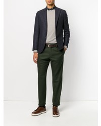 Мужской серый вязаный свитер с круглым вырезом от Barba