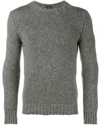 Мужской серый вязаный свитер с круглым вырезом от Incotex