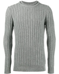 Мужской серый вязаный свитер с круглым вырезом от Lot 78