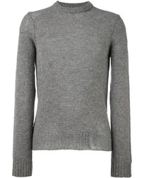 Мужской серый вязаный свитер с круглым вырезом от Maison Margiela
