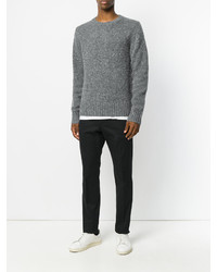 Мужской серый вязаный свитер с круглым вырезом от Burberry