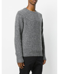 Мужской серый вязаный свитер с круглым вырезом от Burberry