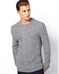 Мужской серый вязаный свитер с узором зигзаг от Asos