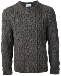 Мужской серый вязаный свитер с узором зигзаг от Fedeli