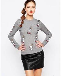Женский серый вязаный свитер от Love Moschino