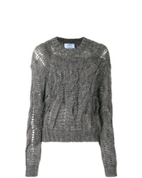 Женский серый вязаный свитер от Prada