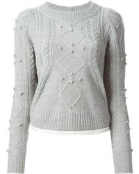 Женский серый вязаный свитер от Sacai